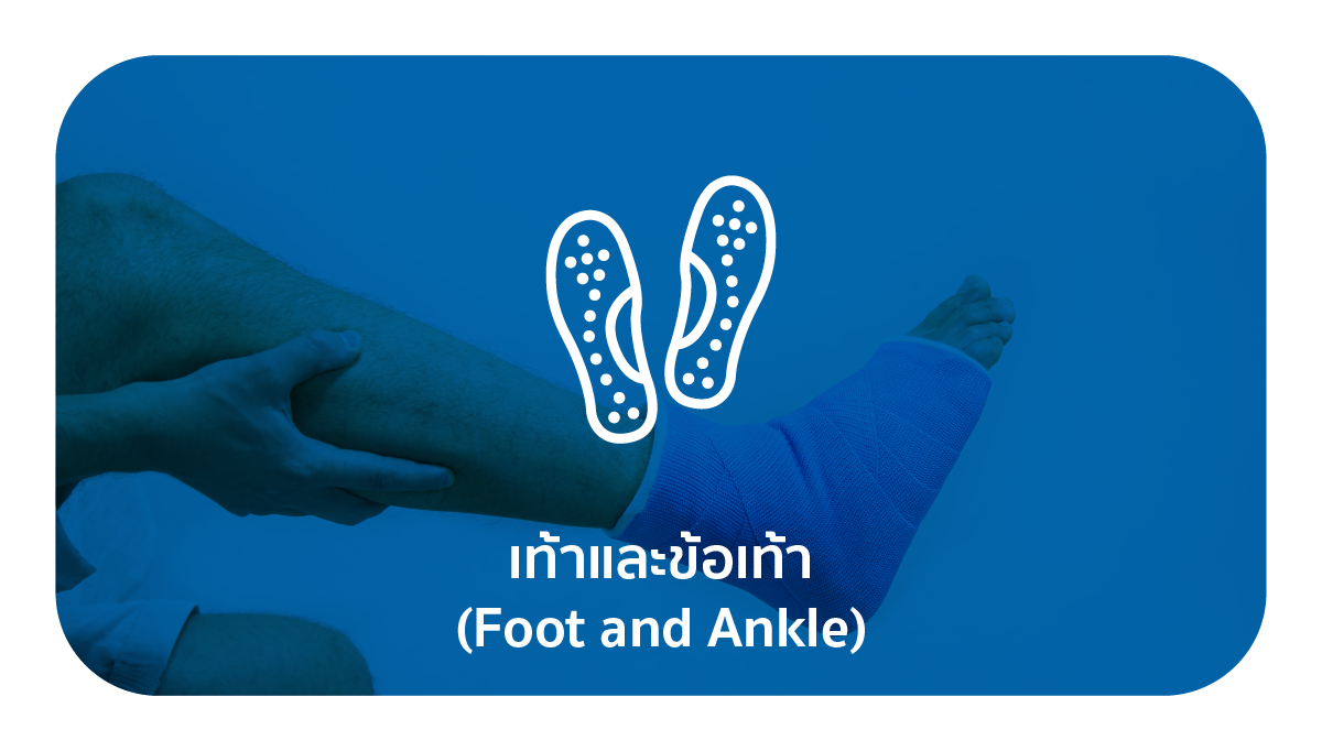 ให้บริการดูแลรักษาอาการบาดเจ็บ อาการเจ็บปวดจากปัญหาเอ็นร้อยหวายอักเสบ นิ้วเท้าเอียง เนื้องอกปมประสาทที่เท้า ปวดส้นเท้า รองช้ำ กระดูกส้นเท้างอก หรือกระดูกเท้าแตกหัก
